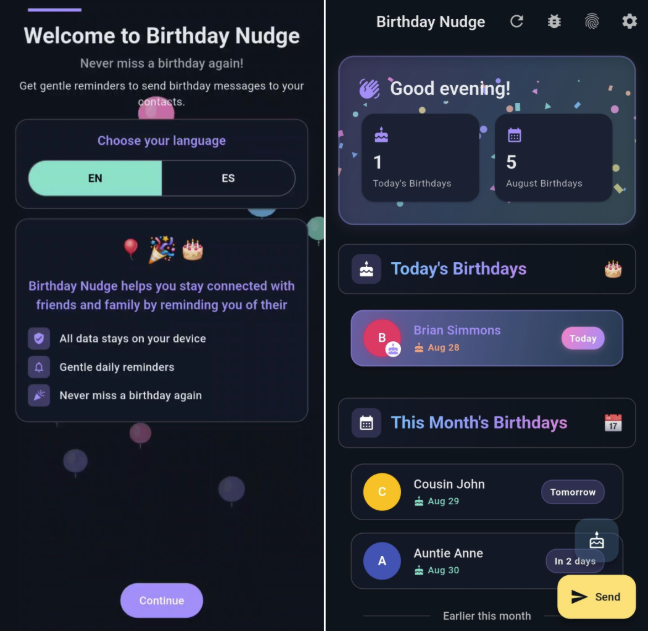 BirthdayNudge Screenshot
